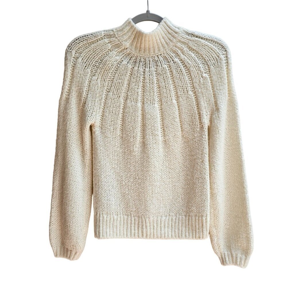Abercrombie & Fitch Women's XS Cream Chunky Knit Mock Neck Sweater - Picture 2 of 10